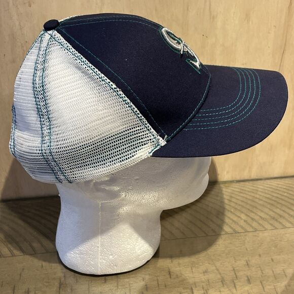 Vintage Nike Team Seattle Mariners Snapback Baseball Hat Cap Blue Teal trucker - Picture 2 of 7